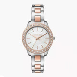 Michael Kors Liliane Quartz Mother of Pearl White Dial Two Tone Steel Strap Watch For Women - MK1048 Authentic Buy Shop Now