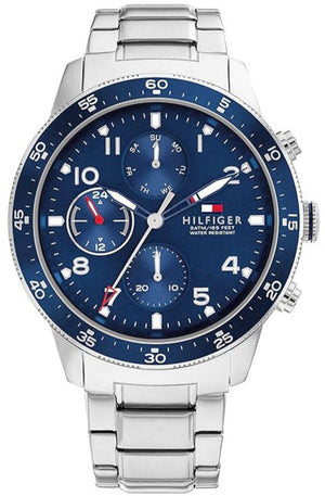 Tommy Hilfiger Jimmy Chronograph Quartz Blue Dial Silver Steel Strap Watch For Men - 1791949 Authentic Buy Shop Now