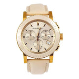 Burberry The City Chronograph Rose Gold Dial Beige Leather Strap Watch For Women - BU9702 Authentic Buy Shop Now