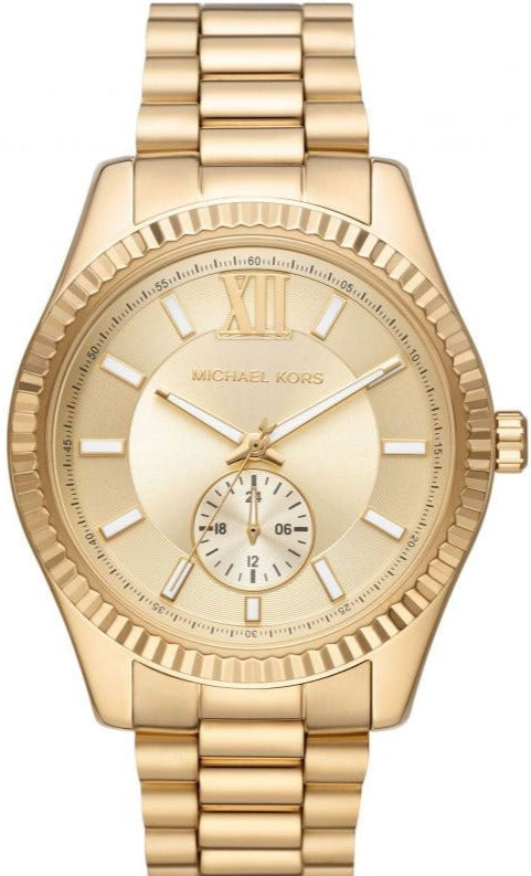 Michael Kors Lexington Quartz Gold Dial Gold Steel Strap Watch For Men - MK8947 Authentic Buy Shop Now