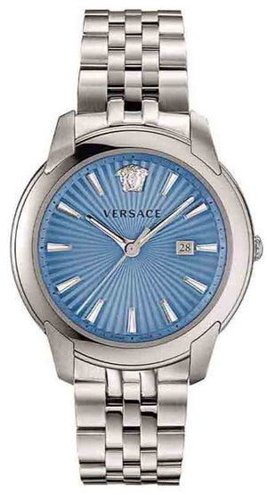 Versace V-Urban Light Blue Dial Silver Steel Strap Watch for Men - VELQ00419 Authentic Buy Shop Now