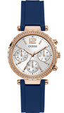 Guess Solstice Diamonds Silver Dial Blue Rubber Strap Watch for Women - GW0113L3 Authentic Buy Shop Now