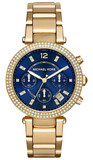 Michael Kors Parker Chronograph Blue Dial Gold Steel Strap Watch For Women - MK6262 Authentic Buy Shop Now