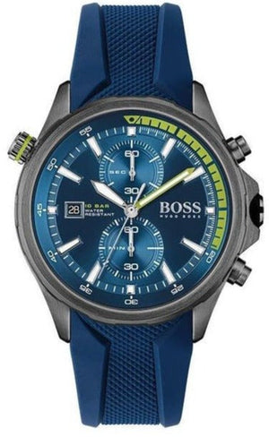 Hugo Boss Globetrotter Blue Dial Blue Silicone Strap Watch for Men - 1513821 Authentic Buy Shop Now