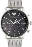 Emporio Armani Chronograph Black Dial Silver Mesh Bracelet Watch For Men - AR11104 Authentic Buy Shop Now