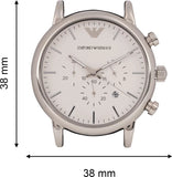Emporio Armani Classic Quartz Chronograph White Dial Black Leather Strap Watch For Men - AR1807 Authentic Buy Shop Now