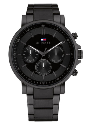 Tommy Hilfiger Tyson Chronograph Black Dial Black Steel Strap Watch For Men - 1710590 Authentic Buy Shop Now