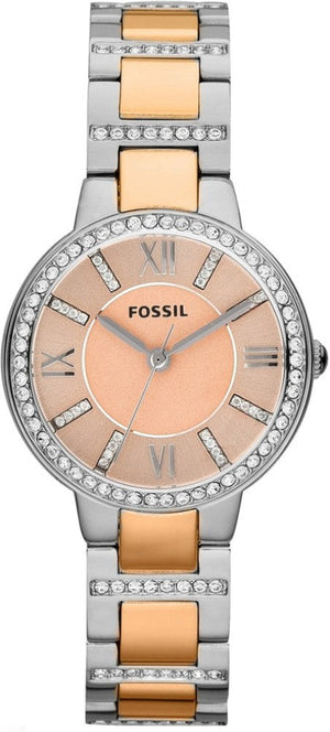 Fossil Virginia Rose Gold Dial Two Tone Steel Strap Watch for Women - ES3405 Authentic Buy Shop Now