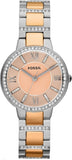 Fossil Virginia Rose Gold Dial Two Tone Steel Strap Watch for Women - ES3405 Authentic Buy Shop Now