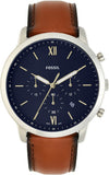 Fossil Neutra Chronograph Blue Dial Brown Leather Strap Watch for Men - FS5453 Authentic Buy Shop Now