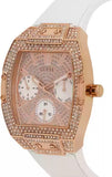 Guess Raven Diamonds Rose Gold Dial White Silicone Strap Watch for Women - GW0105L3 Authentic Buy Shop Now