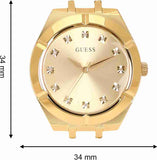 Guess Crystalline Diamonds Gold Dial Gold Steel Strap Watch for Women - GW0114L2 Authentic Buy Shop Now