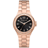 Michael Kors Lennox Three-Hand Black Dial Rose Gold Steel Strap Watch For Women - MK7233 Authentic Buy Shop Now