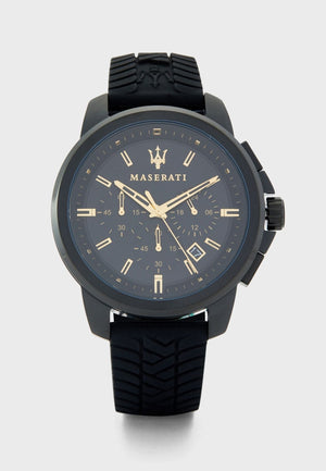Maserati Successo Black Dial Black Rubber Strap Watch For Men - R8871621011 Authentic Buy Shop Now