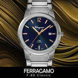 Salvatore Ferragamo F-80 Classic Black Dial Silver Steel Strap Watch for Men - SFDT02423 Authentic Buy Shop Now