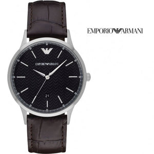 Emporio Armani Renato Quartz Black Dial Brown Leather Strap Watch For Men - AR11187 Authentic Buy Shop Now