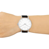 Calvin Klein Even White Dial Black Leather Strap Watch for Women - K7B211C6 Authentic Buy Shop Now