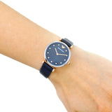 Emporio Armani Gianni T Bar Analog Blue Dial Black Leather Strap Watch For Women - AR1989 Authentic Buy Shop Now