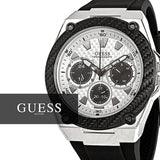 Guess Legacy White Dial Black Rubber Strap Watch For Men - W1049G3 Authentic Buy Shop Now