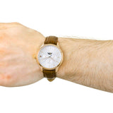 Tommy Hilfiger Oliver Chronograph White Dial Brown Leather Strap Watch for Men - 1791306 Authentic Buy Shop Now