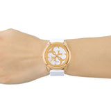 Guess G Twist White & Gold Dial White Silicone Strap Watch For Women - W0911L5 Authentic Buy Shop Now