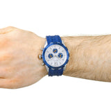 Guess Caliber Chronograph White Dial Blue Rubber Strap Watch for Men - W0864G6 Authentic Buy Shop Now