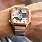 Fossil Retro Analog-Digital Gold Dial Gold Steel Strap Watch for Men - FS5889 Authentic Buy Shop Now