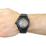 Fossil Modern Machine Automatic Silver Dial Black Steel Strap Watch for Men - ME3080 Authentic Buy Shop Now