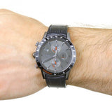 Hugo Boss Rafale Chronograph Grey Dial Black Leather Strap Watch For Men - HB1513445 Authentic Buy Shop Now
