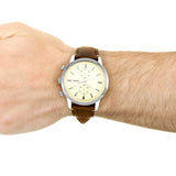 Fossil Townsman Chronograph White Dial Brown Leather Strap Watch for Men - FS5350 Authentic Buy Shop Now