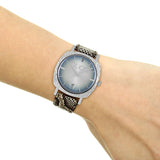Gucci Grip Vintage Blue Dial Snakeskin Brown Leather Strap Watch for Women - YA152401 Authentic Buy Shop Now