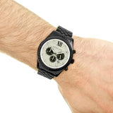 Michael Kors Lexington Chronograph Crystals Silver Dial Black Steel Strap Watch for Men - MK8605 Authentic Buy Shop Now