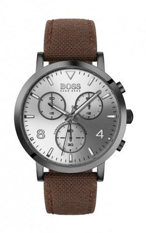 Hugo Boss Spirit White Dial Brown Nylon Strap Watch for Men - 1513690 Authentic Buy Shop Now