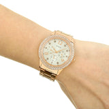 Guess Bedazzle Diamonds Silver Dial Rose Gold Steel Strap Watch For Women - W1097L3 Authentic Buy Shop Now