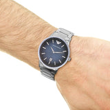 Emporio Armani Renato Quartz Blue Dial Silver Steel Strap Watch For Men - AR11182 Authentic Buy Shop Now