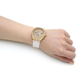 Guess Heiress Diamonds Gold Dial White Rubber Strap Watch for Women - GW0407L2 Authentic Buy Shop Now