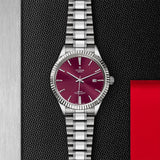 Tudor Style Automatic Burgundy Red Dial Silver Steel Strap Watch for Men - M12710-0015 Authentic Buy Shop Now
