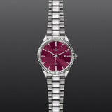 Tudor Style Automatic Burgundy Red Dial Silver Steel Strap Watch for Men - M12710-0015 Authentic Buy Shop Now