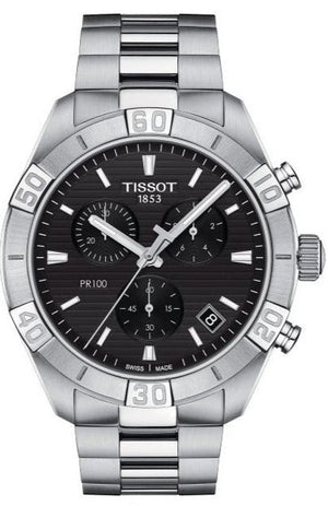 Tissot T Classic PR 100 Sport Chronograph Black Dial Silver Steel Strap Watch for Men - T101.617.11.051.00 Authentic Buy Shop Now