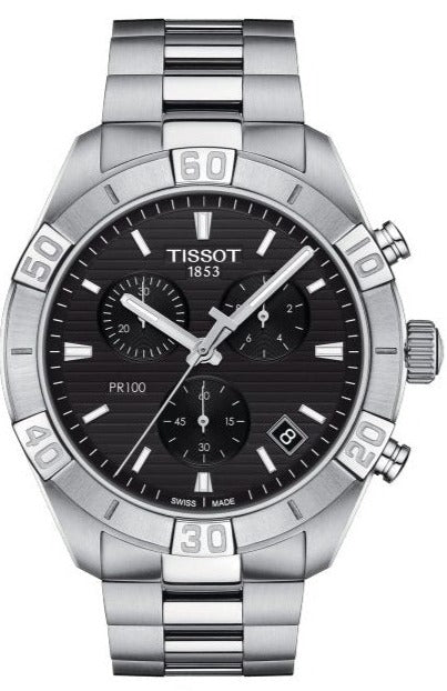 Tissot T Classic PR 100 Sport Chronograph Black Dial Silver Steel Strap Watch for Men - T101.617.11.051.00 Authentic Buy Shop Now