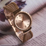 Guess Chiffon Rose Gold Dial Mesh Bracelet Watch For Women - W1083L3 Authentic Buy Shop Now