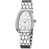 Bvlgari Serpenti Seduttori Diamonds Silver Dial Silver Steel Strap Watch for Women - SERPENTI103361 Authentic Buy Shop Now