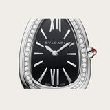 Bvlgari Serpenti Seduttori Diamonds Black Dial Silver Steel Strap Watch for Women - SERPENTI103449 Authentic Buy Shop Now