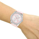 Guess G-Twist Diamonds Silver Dial Pink Rubber Strap Watch for Women - W1240L1 Authentic Buy Shop Now