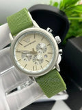 Emporio Armani Chronograph White Dial Green Rubber Strap Watch For Men - AR11022 Authentic Buy Shop Now