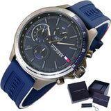 Tommy Hilfiger Bank Blue Dial Blue Rubber Strap Watch for Men - 1791721 Authentic Buy Shop Now