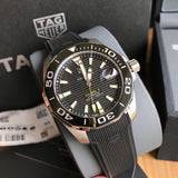Tag Heuer Aquaracer Calibre 5 Automatic Black Dial Black Rubber Strap Watch for Men - WAY211A.FT6151 Authentic Buy Shop Now