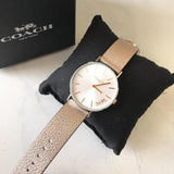 Coach Perry White Dial Beige Leather Strap Watch for Women - 14503157 Authentic Buy Shop Now