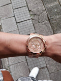 Michael Kors Runway Chronograph Rose Gold Dial Rose Gold Steel Strap Watch for Men - MK8096 Authentic Buy Shop Now
