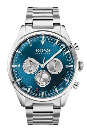 Hugo Boss Pioneer Blue Dial Silver Steel Strap Watch for Men - 1513713 Authentic Buy Shop Now